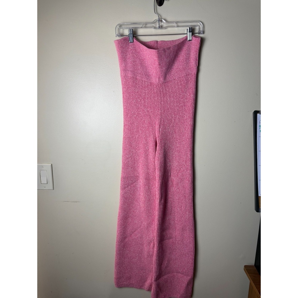 Aerie Gotta Jet High Waisted Wide Leg Ribbed‎ Pink Sweater Pants Womens M Pink
